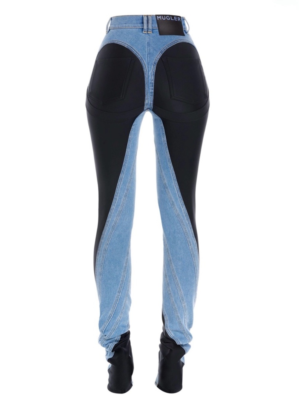 Mugler two tone spiral jeans